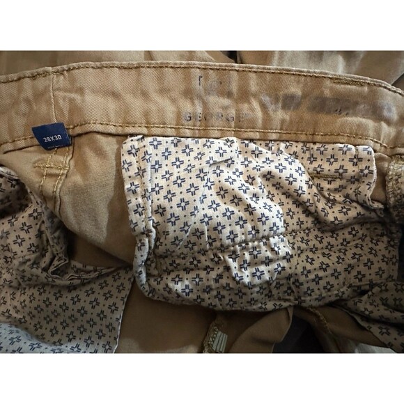 George Slim Fit Chino Pants Men's 28/30 Brown Tan Casual Stretch Flat Front - Picture 5 of 5